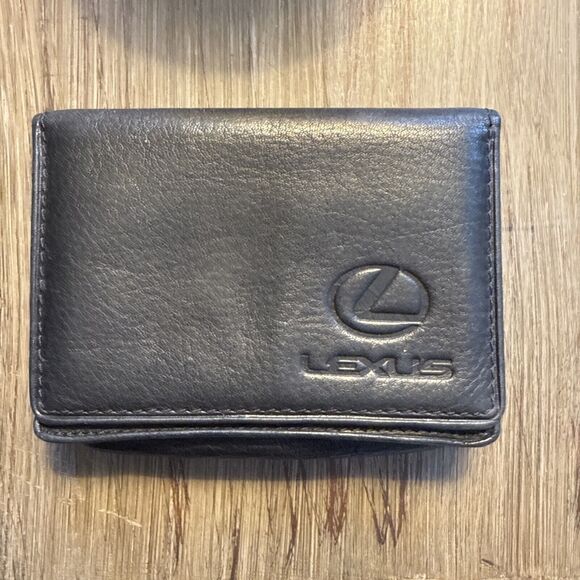 LEXUS Leather Wallet Business Card Holder By Fossil Black Credit Card Holder - Picture 10 of 12